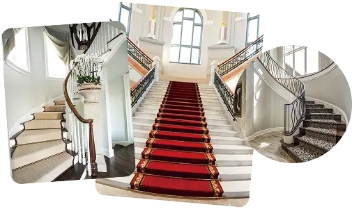 Rich-textured stair carpet